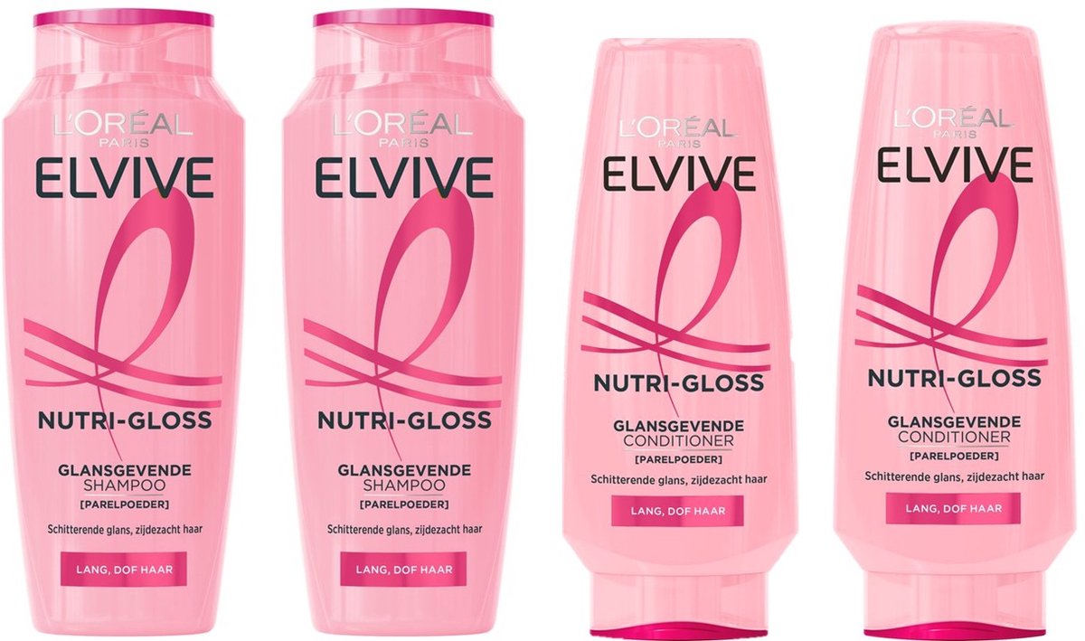 L'Oréal Elvive Nutri-Gloss - Shampoo 2x 250 ml & Conditioner 2x 200 ml - Pakket