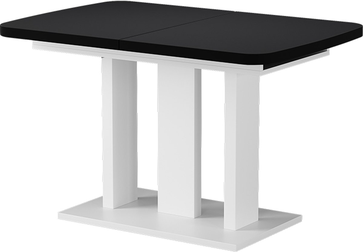 Vicco Eettafel Fenaro, Zwart/Wit, 120-160 x 80 cm 2 delen