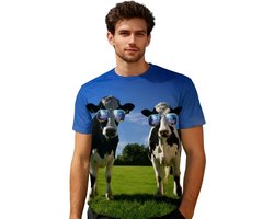 Koeien met Zonnebril Shirt Fullcolor - Unisex - Koe - Cool - Zomer - Dames en Heren t-shirt - t shirt - Boer - Boerderij