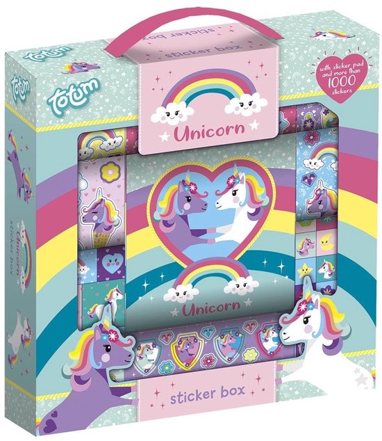 Totum Unicorn Stickers 12 rollen 500+ incl. plakboekje - speelgoed meisjes vanaf 3 jaar - knutselen met eenhoorn thema