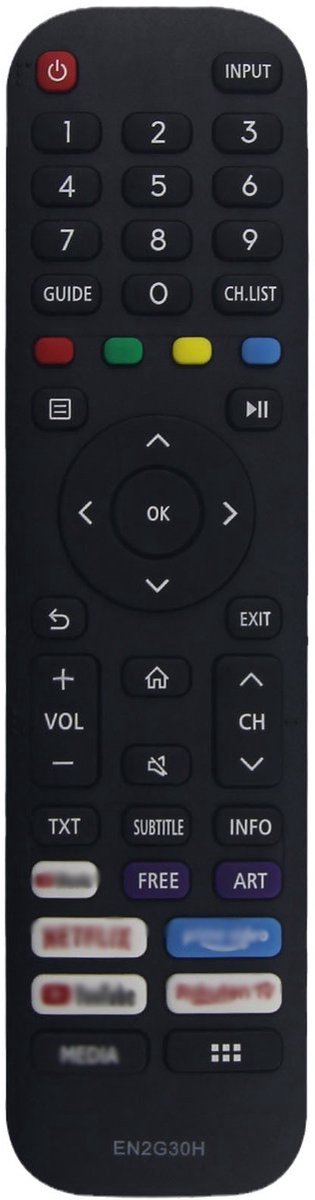 Geschikt voor Afstandsbediening voor Hisense EN2G30H VIDAA Ultra HD TV met sneltoetsen voor Netflix, Amazon Prime, YouTube en Rakuten TV