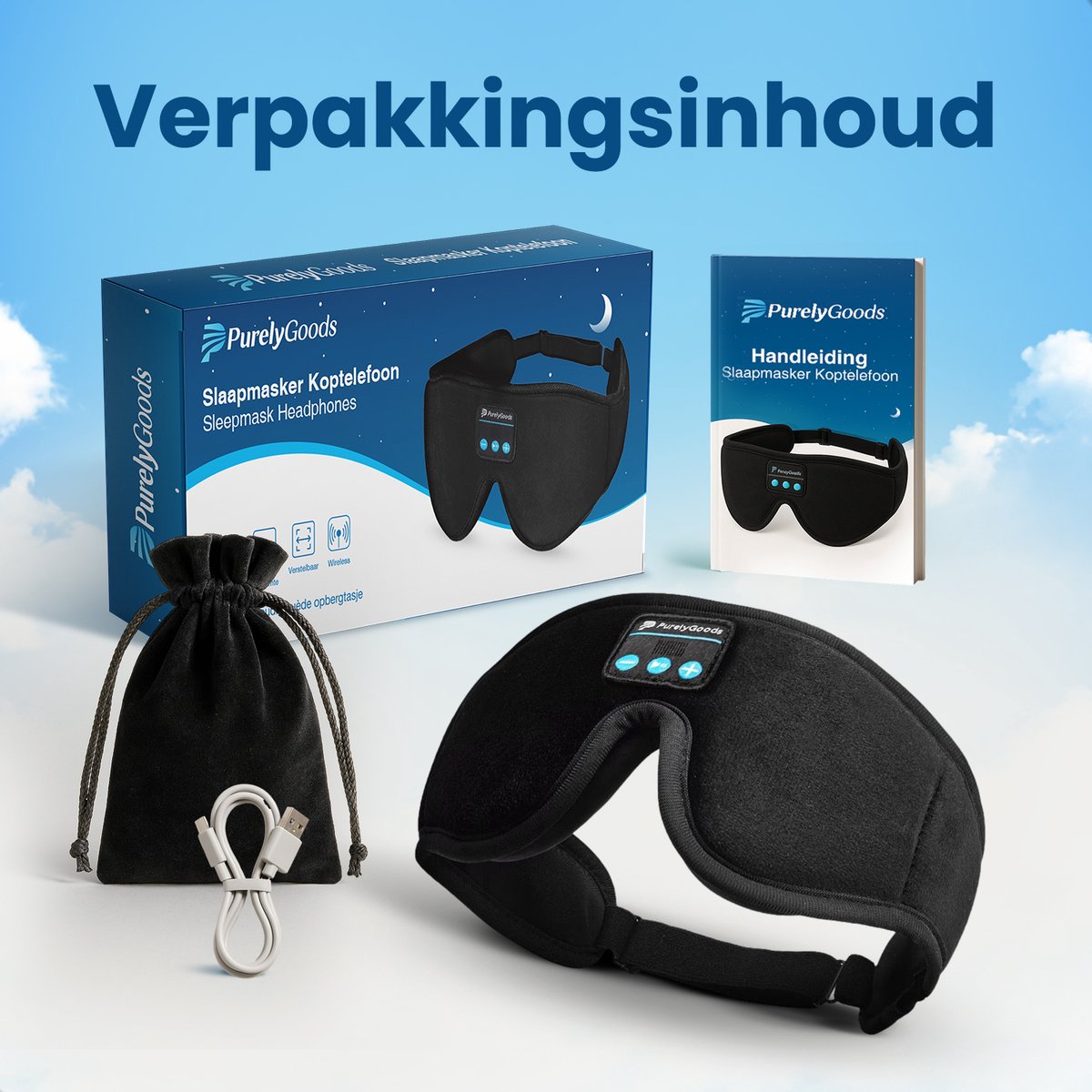 PurelyGoods® Slaapmasker Bluetooth - Oogmasker Slaap - Koptelefoon - Verduisterend - Vrouwen en Mannen — afbeelding 8