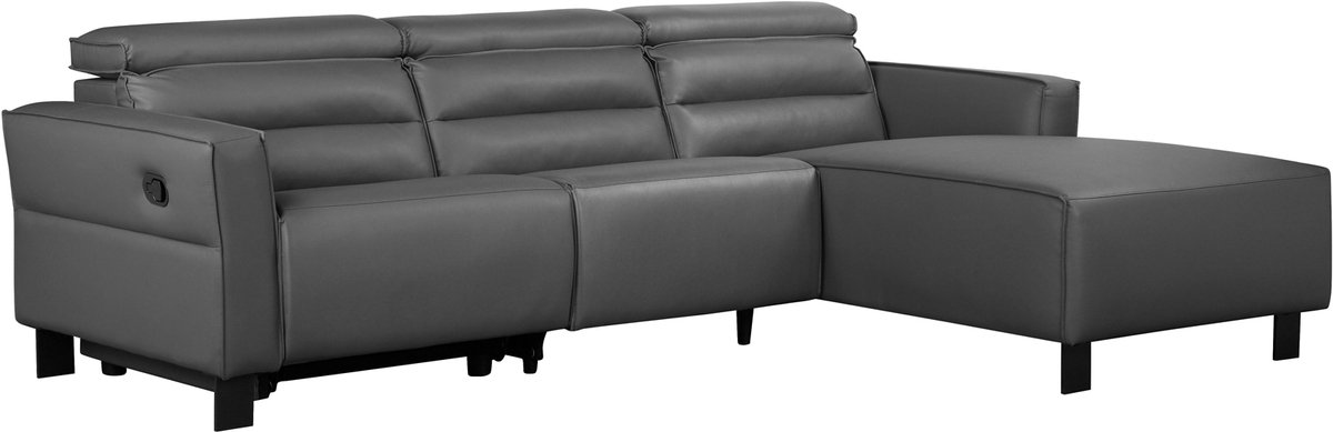 Carpari|Hoekbank 3 zitplaatsen met 1 manuele relaxfauteuil in PU grijs