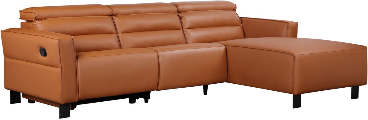 Notio Living Carpari-Hoekbank - Handmatige Relax - Cognac PU