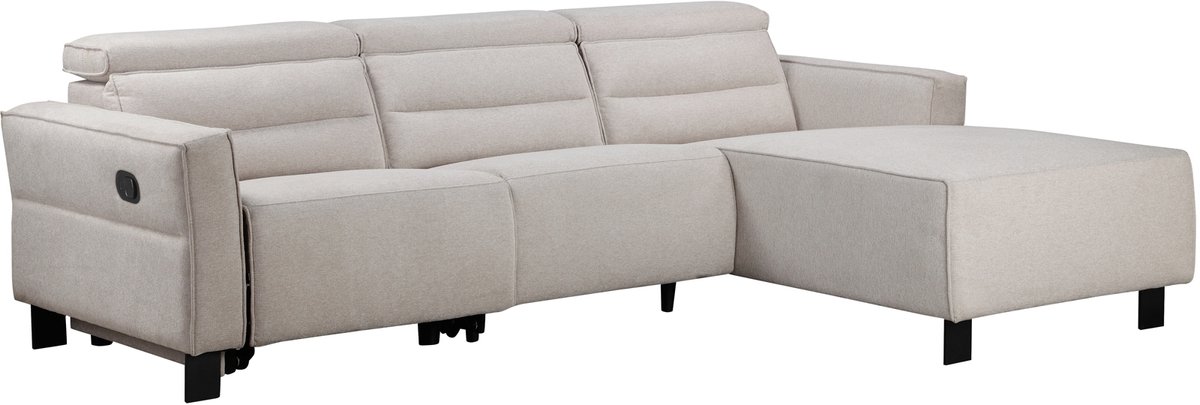 Notio Living Carpari-Hoekbank - Handmatige Relax - Crème Stof Wit