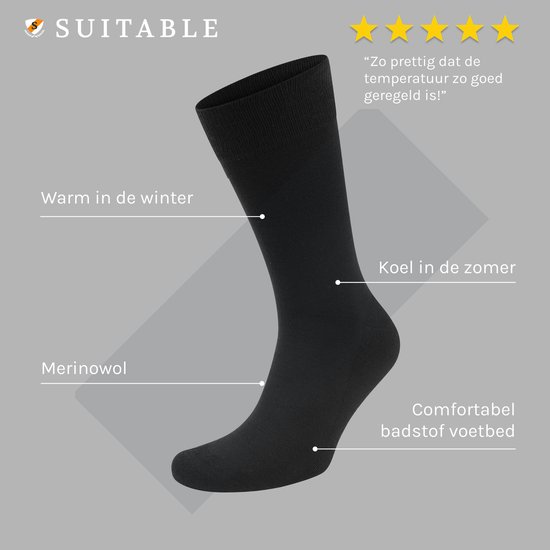 Convient - Chaussettes Merino Zwart Lot de 2 - 39-42 -