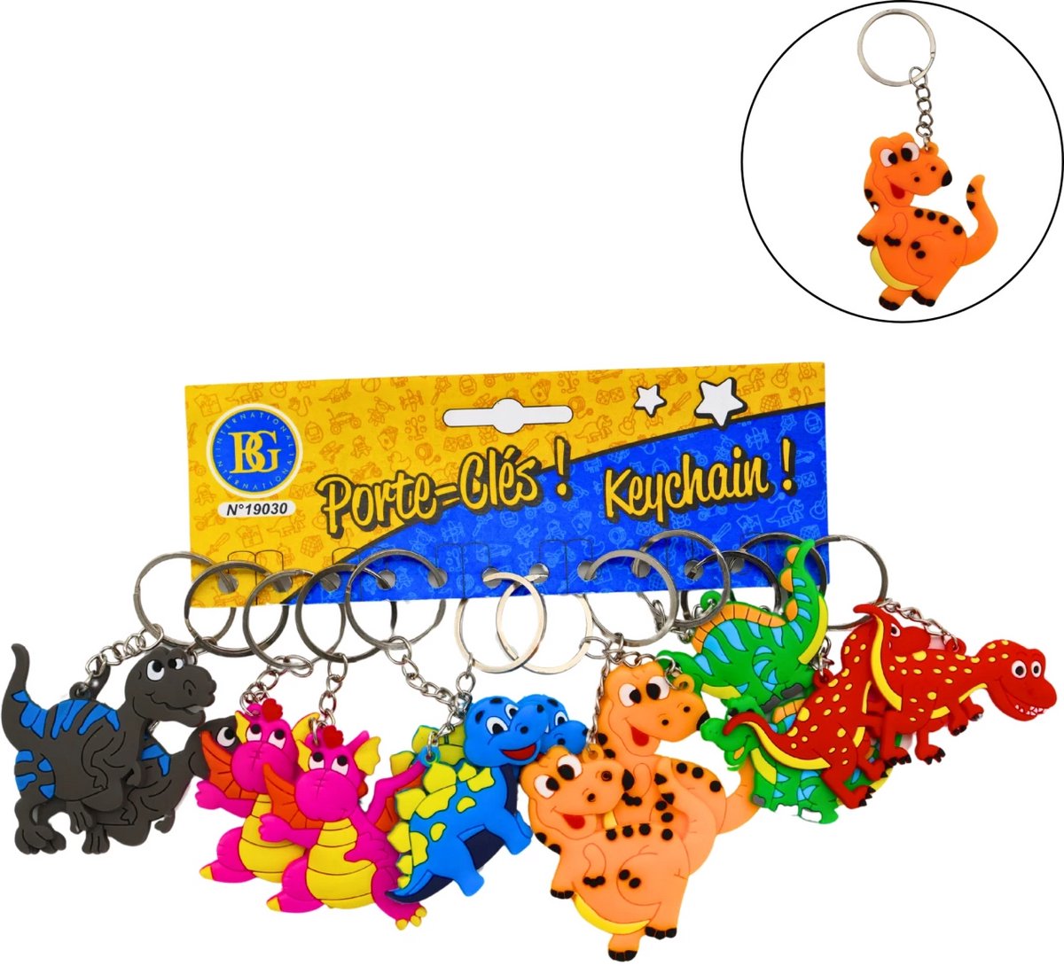 Sleutelhangers Dino – Set van 12 – Leuke Dinosaurus voor aan de sleutelbos – Uitdeelcadeau & Traktatie