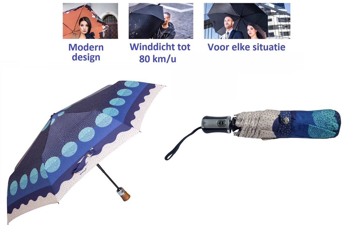 Paraplu voor dames, heren en familie. Automatische open en te sluiten paraplu. Stormparaplu - Winddicht tot 80 km/u. Carbon Steel. Lichtgewicht en Duurzaam - Ø 100 cm. Reisparaplu / Waterdicht / Automatisch / Modern design / Hoge kwaliteit.