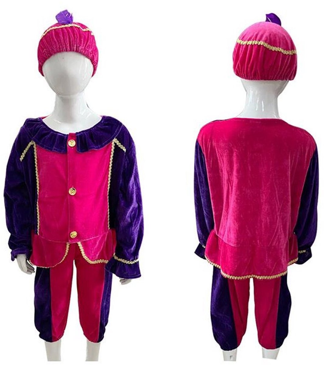 Sinterklaas Verkleedset Pietenpak Paars-Roze 3-5 Jaar
