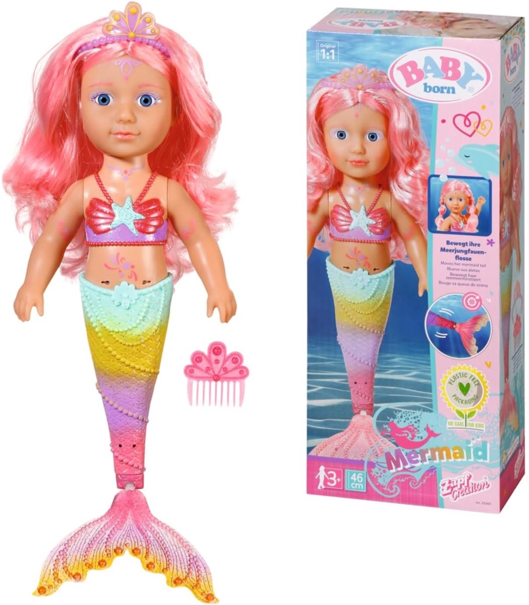 BABY born Little Sister Zeemeermin Roze - Babypop 46 cm