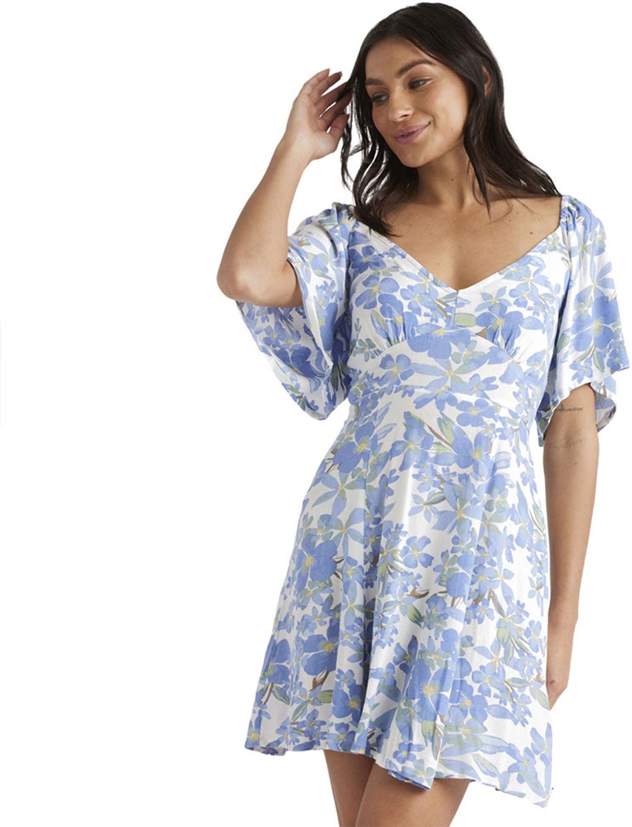 Roxy Mercado Crepe Korte Jurk L Vrouw Egret Artsy Floral
