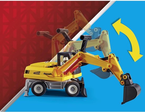 Falk - Mighty Builder graafmachine met pedalen - geel - met aanhanger