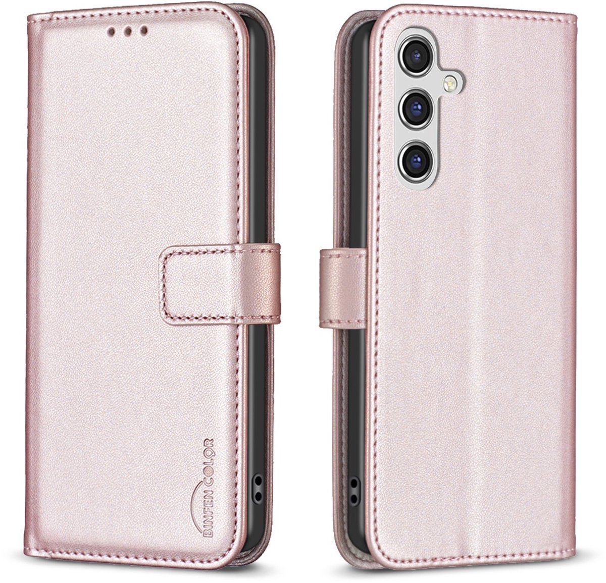 BINFEN Hoesje - Geschikt voor Samsung Galaxy S25 FE Hoesje - BINFEN Book Case - Rose Gold