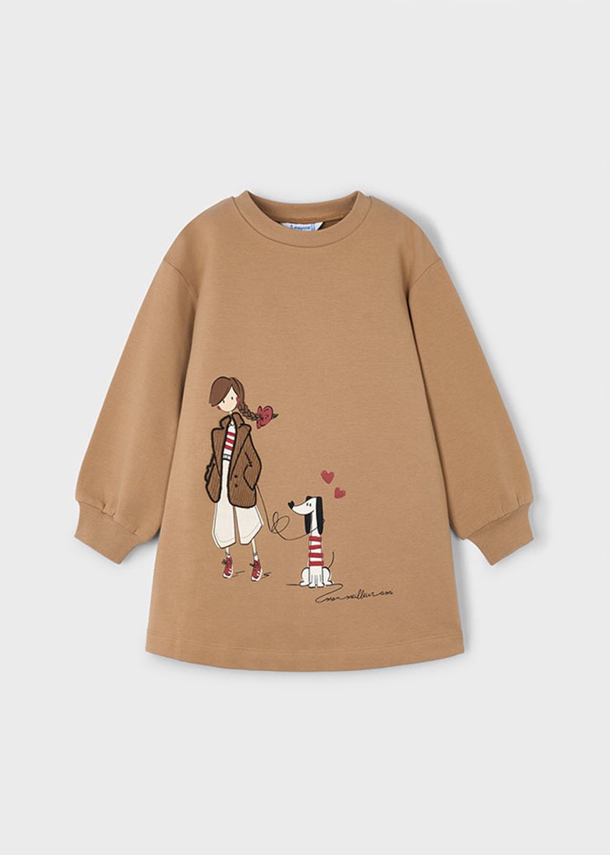 MAYORAL - Meisjes jurk - Maat 122 - Meisjes - Bruin -