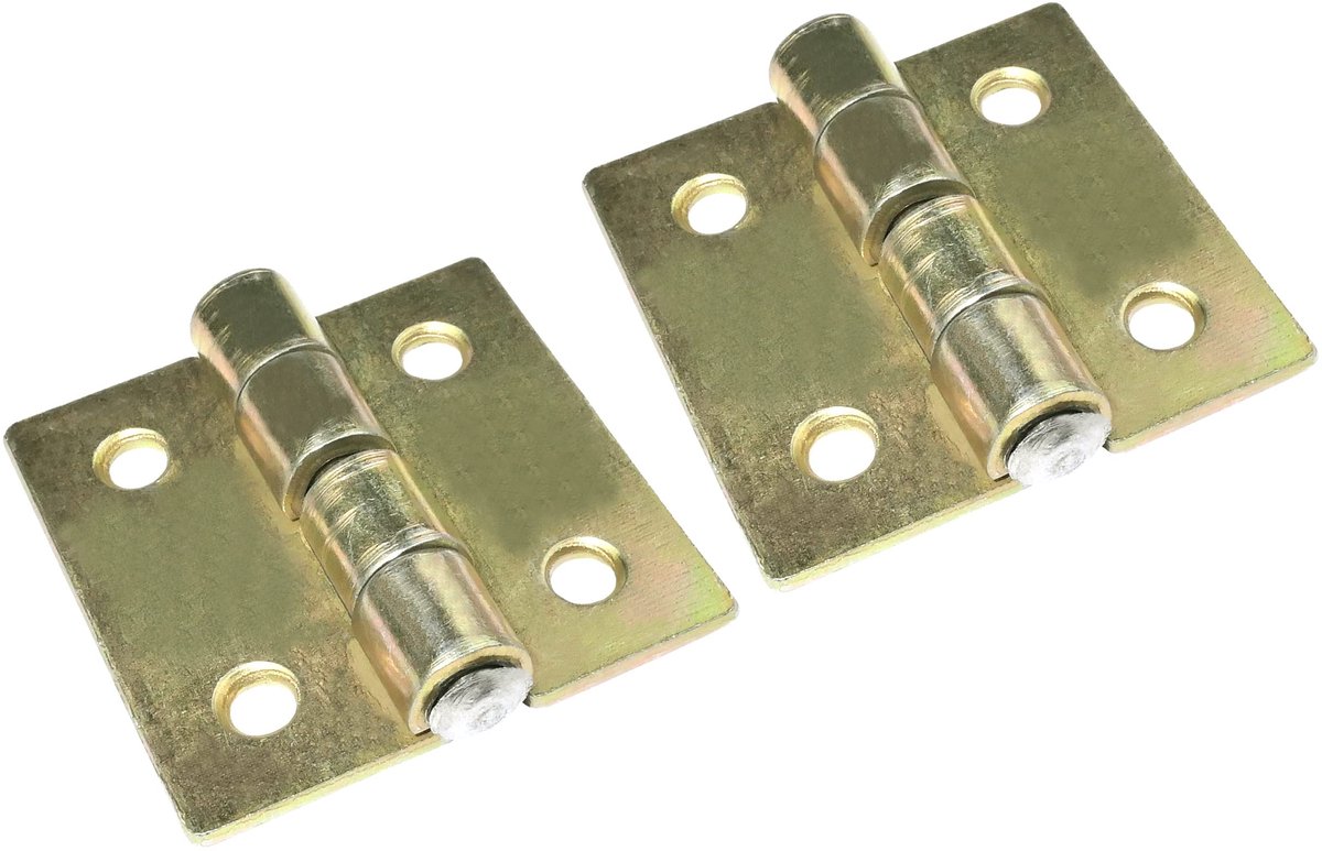 C57913 - Set van 2 Universele Rectangulaire Scharnieren 60 x 55 mm - Geel Verzinkt Staal met 4 Gaten