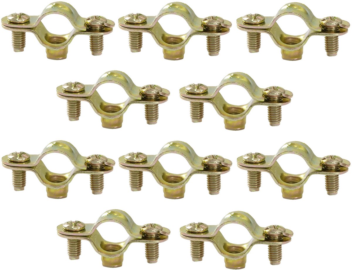 C60423 - Set van 10 klemmen Ã˜12mm - Wandmontage voor koperen buis - Stalen hydraulische sanitaire verwarmingsklem