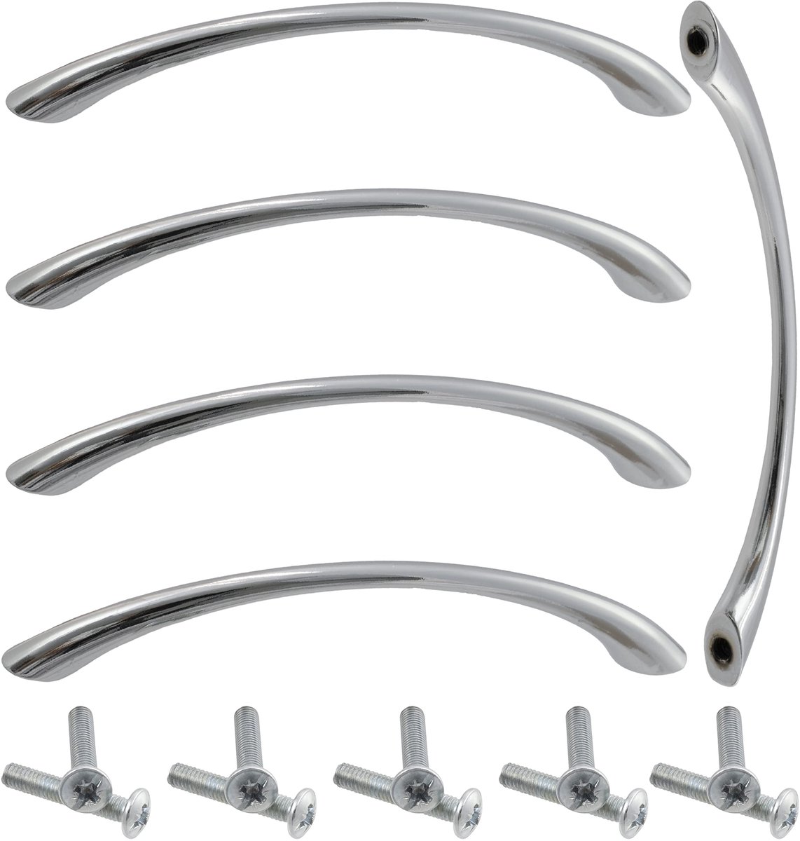 C41478 - 5 Meubelhandgrepen 96 mm - Metalen Handvatten - Chroomafwerking voor Keuken en Woonkamer