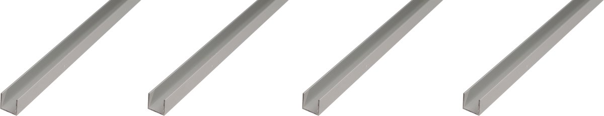 Alberts 4 x U-Profil, Aluminium, 10 x 12 x 10 x 1,5 mm, lengte 2 m, zilverkleurig geanodiseerd