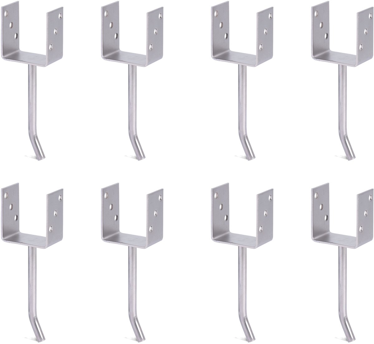 Alberts 8 x U-paaldrager mit Rundstahl-betonanker, 91x104 mm, betonanker 200 mm, thermisch verzinkt, voor inbetonneren