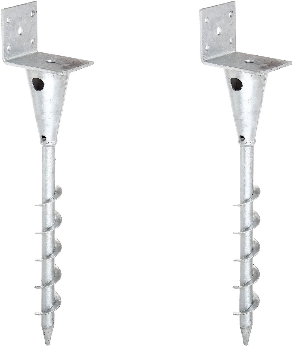 Alberts 2 x L-paaldrager voor vierkante houten palen, hoogte 470 mm, 95x70x70 mm, thermisch verzinkt, zum Einschrauben
