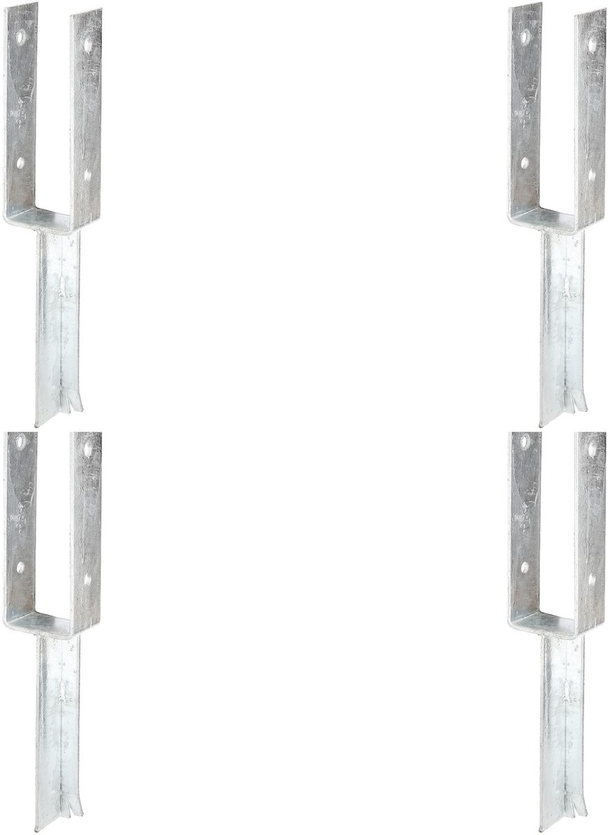 Alberts 4 x U-paaldrager mit betonanker aus T-Eisen, 71x200 mm, thermisch verzinkt, voor inbetonneren, betonanker 200 mm