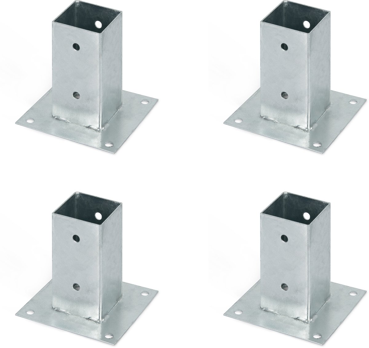 Alberts 4 x opschroefhuls voor vierkante houten palen, 71x71 mm, thermisch verzinkt, voor opschroeven