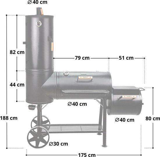 TAINO CHIEF 130 KG rookoven - BBQ grill openhaard rookoven houtskool grill 3,5mm staal — afbeelding 2