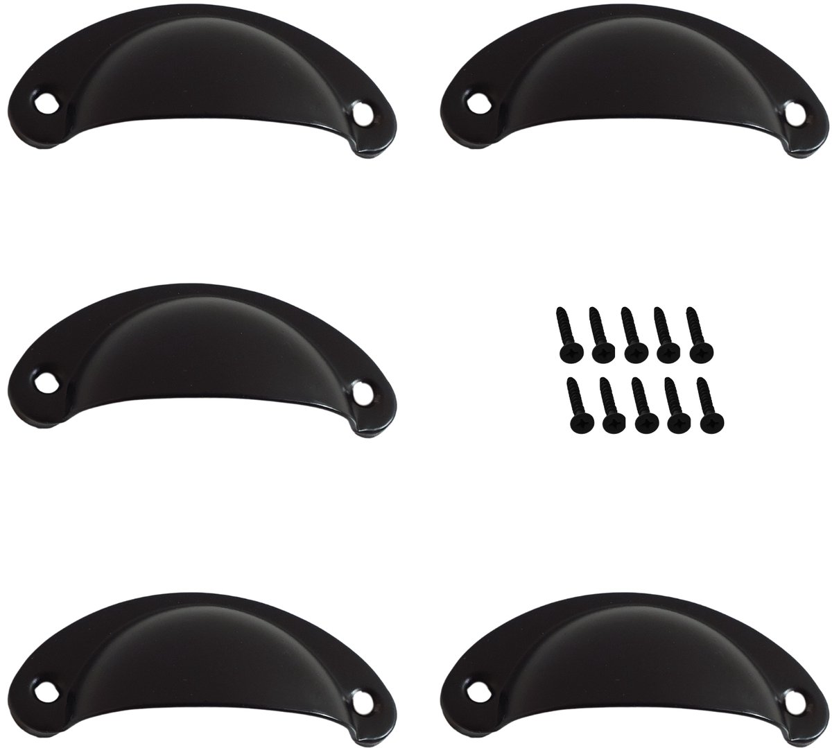 Komgreep Zwart - 5 Stuks - 8 cm - Meubelknop & Deurknop - Metaal - Handvat Voor Lades en Kast