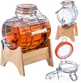 KADAX Glazen vat 5L met kraantje en houten handvat
