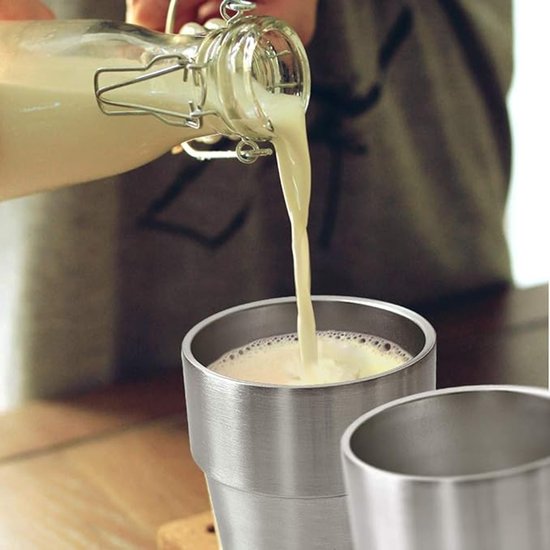 IJskoffiemok met deksel en rietje, 750 ml geïsoleerde roestvrijstalen