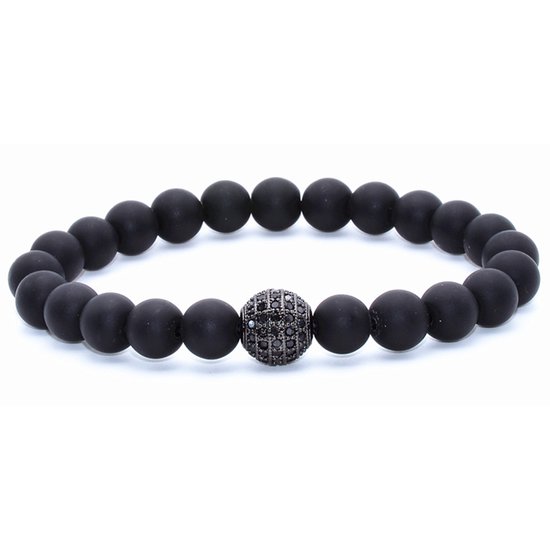 Bracelet de perles Memphis Agate Pave Bead Noir