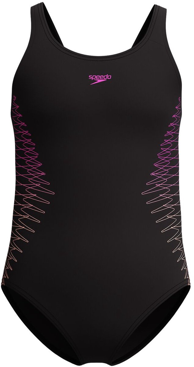 SPEEDO - eco placem muscleb bla/ora - Wedstrijd badpak meisjes - Zwart — afbeelding 8