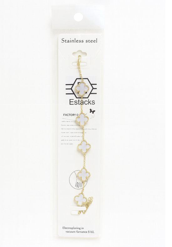 VASSAGO Clover Armband voor Vrouwen Roestvrij Staal Klavertje Vier Armband Lucky Link Clover Armbanden Trendy Sieraden Geschenken voor Vrouwen, Eén maat, Roestvrij staal, Geen edelsteen