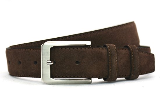 Bruine suede riem YFA - suede pantalon riem bruin - 3,5 cm brede suede riem - riem bruin - Pantalon & Jeans Broekriem - Riemmaat 115cm - Totale lengte 130cm
