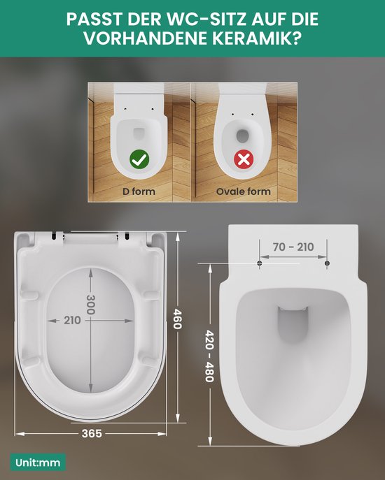 Aqua Bagno | Softclose wc-bril | O-vorm of D-vorm | hoogwaardig duroplast | softclosemechanisme | afneembaar | wc-deksel en wc-bril | antibacterieel | wit (zero