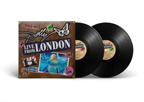 Dubbel vinylalbum met de hoes van 'Dolly Live From London', waarop Dolly Parton in een blauwe jurk staat.