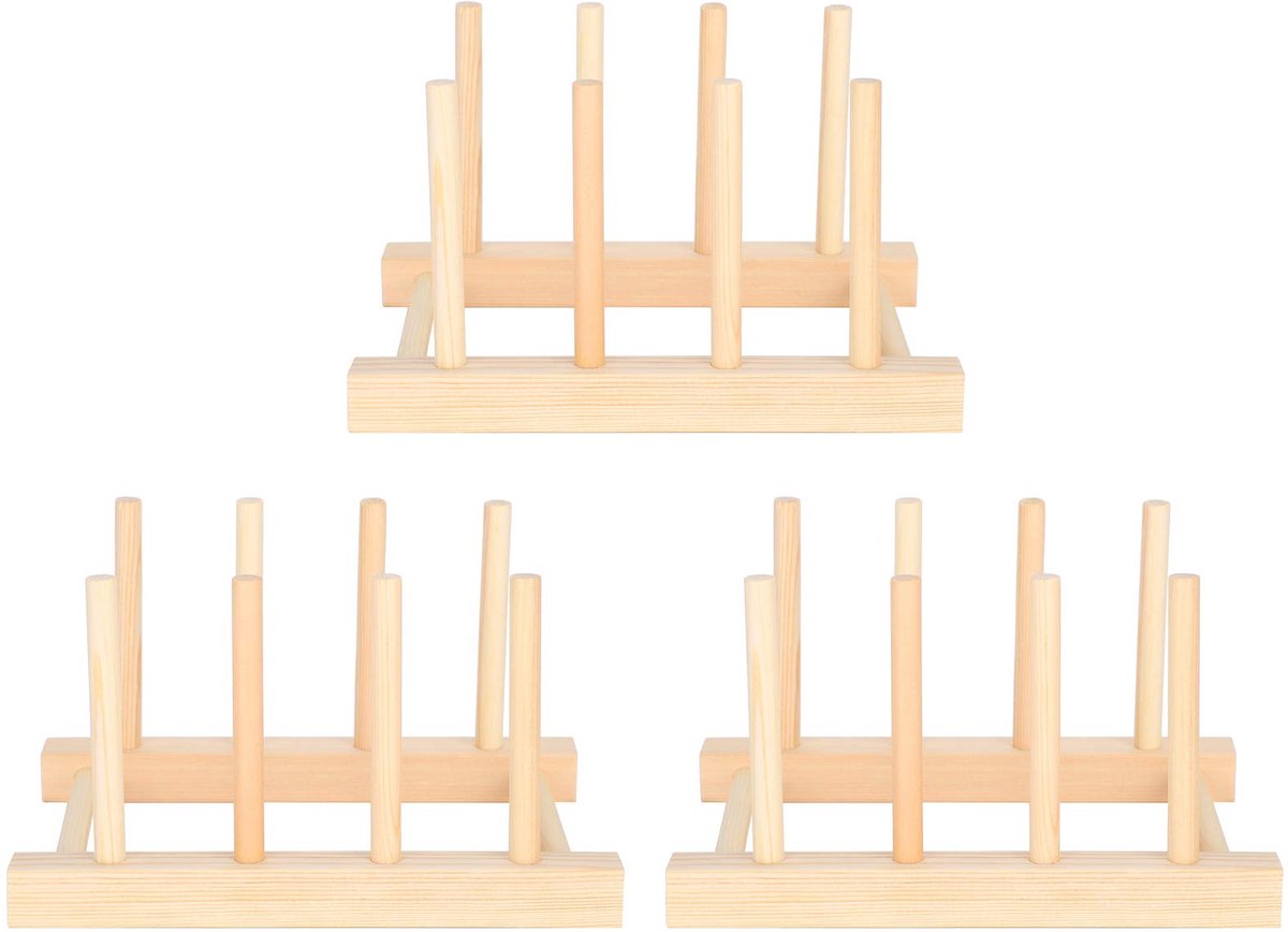 3Set Dish Drainer Rack, Board Display Wooden Rack, Utensil Drying Rack For Organizing Dishes, Cutting Boards, Books, Etc.