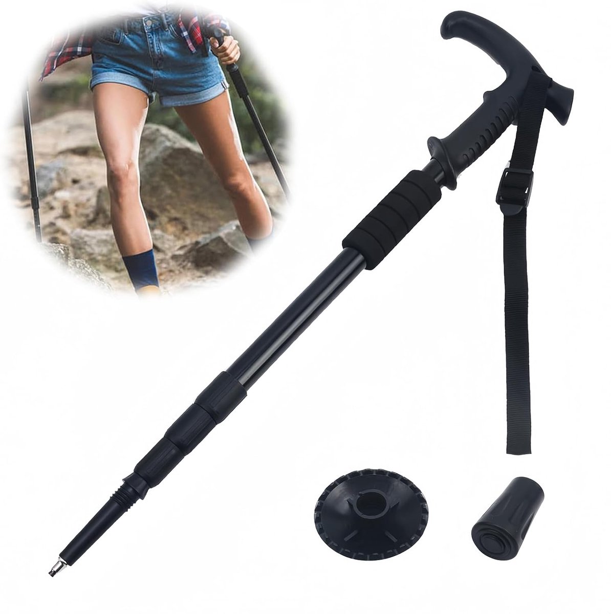 Opvouwbare wandelstokken voor mannen en vrouwen. Telescopische wandelstokken van aluminiumlegering. Opvouwbare wandelstok. Gebruikt voor buitenreizen, bergwandelen en andere sporten - Cyslmuk®