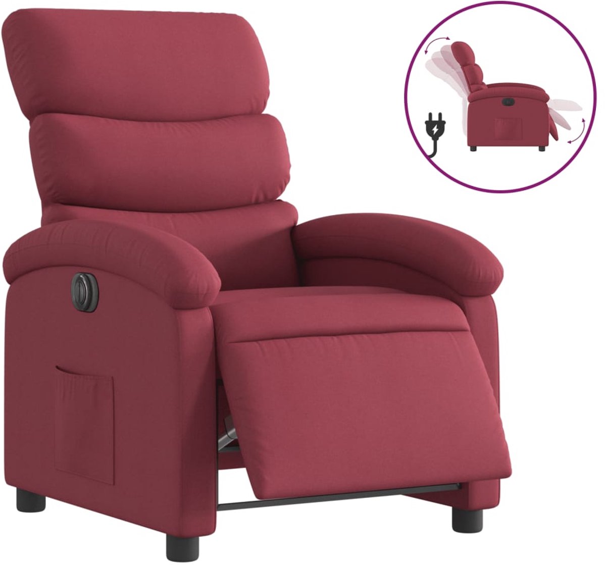 vidaXL Fauteuil - verstelbaar - elektrisch - stof - wijnrood