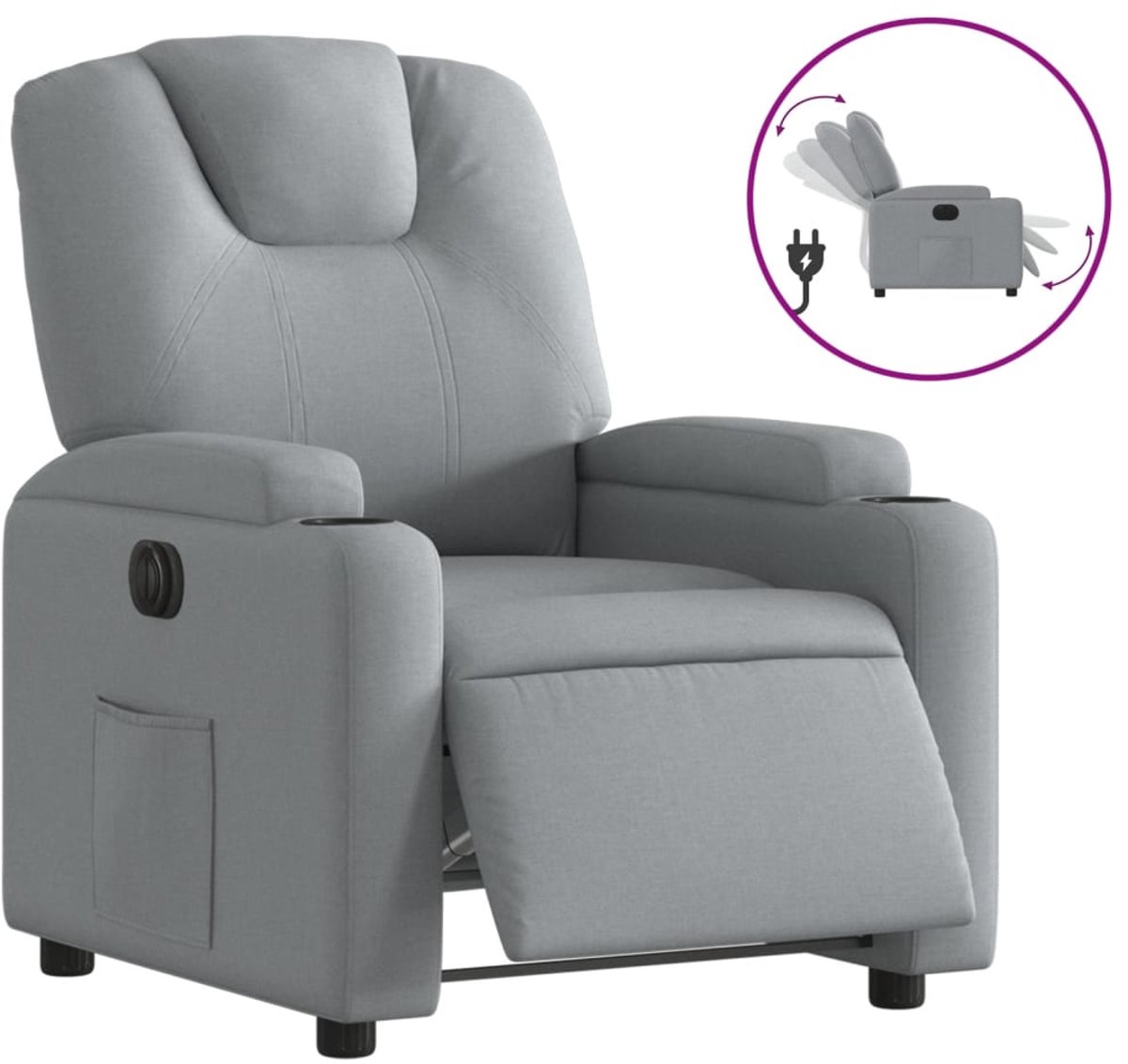 vidaXL Fauteuil - elektrisch - verstelbaar - stof - lichtgrijs