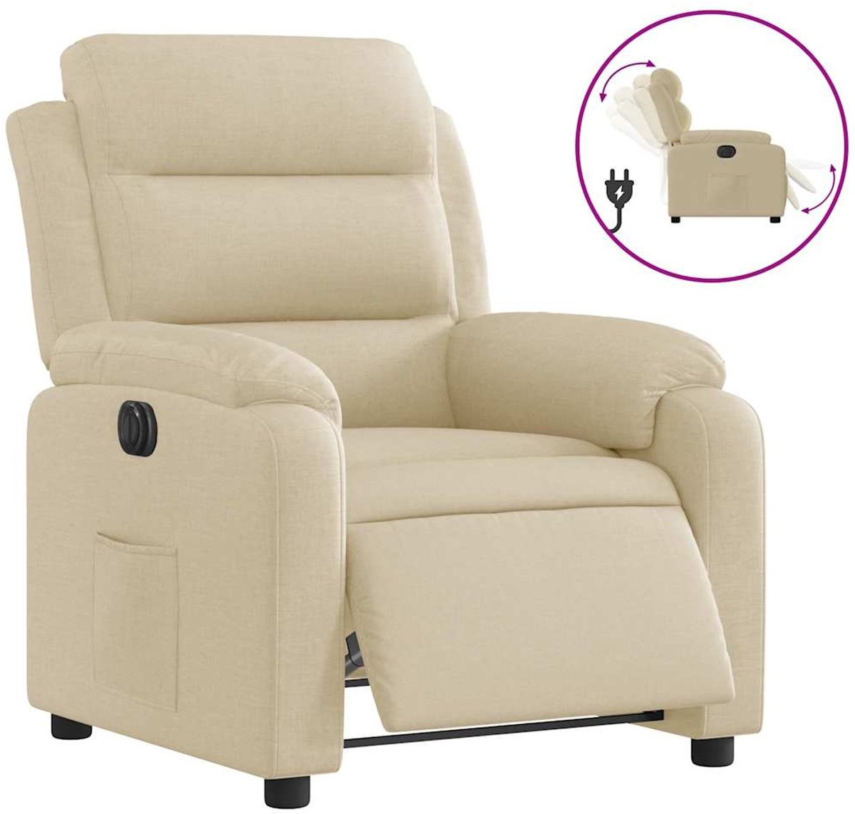 vidaXL Fauteuil - verstelbaar - elektrisch - stof - crèmekleurig