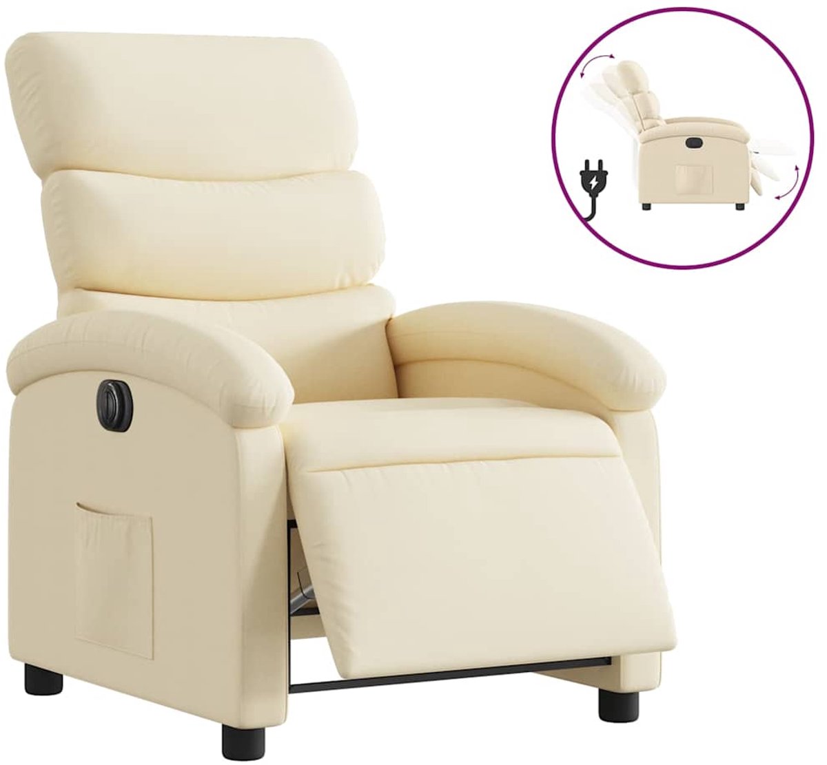vidaXL Fauteuil - verstelbaar - elektrisch - stof - crèmekleurig