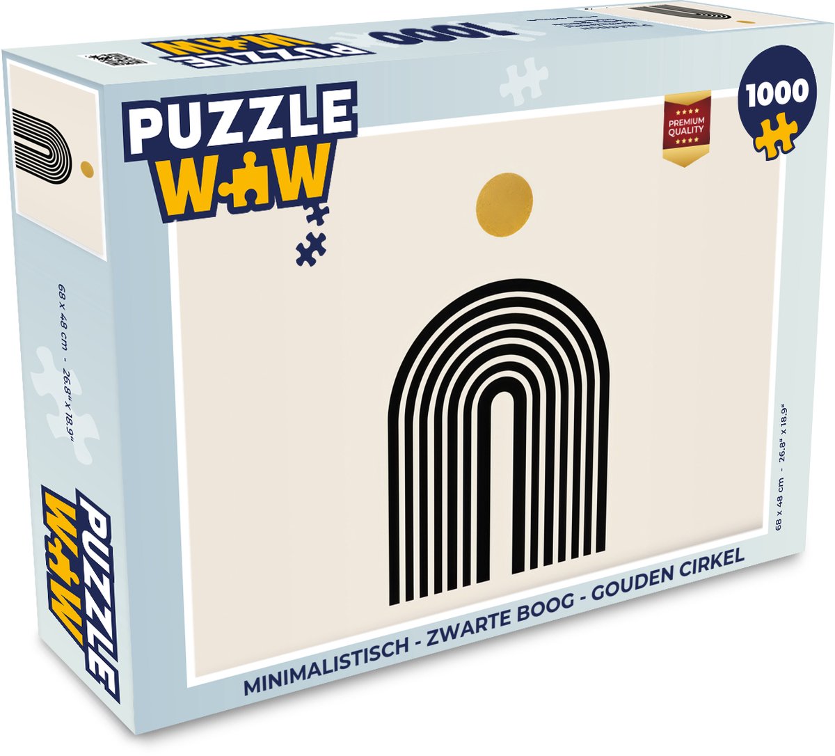 Puzzel Minimalistisch - Zwarte boog - Gouden cirkel - Legpuzzel - Puzzel 1000 stukjes volwassenen