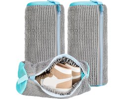2-Pack schoenwaszakken - schoenreinigingszakken - schoenwaszakken - met onzichtbare rits - machinewasbaar - herbruikbaar - 360 graden pluisreiniging - voor sneakers- tennisschoenen en schoenen (grijs)
