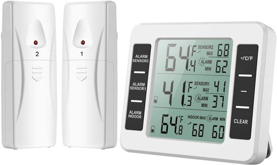 Foto: 1x draadloze koelkast thermometer gevorderde temperatuur monitoring alarmfunctie voor koelkast vriezer