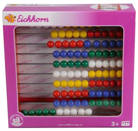 Eichhorn 100003405 - Houten mini telraam, meerkleurig, 100 ballen, 5,5x24x23 cm, vanaf 3 jaar