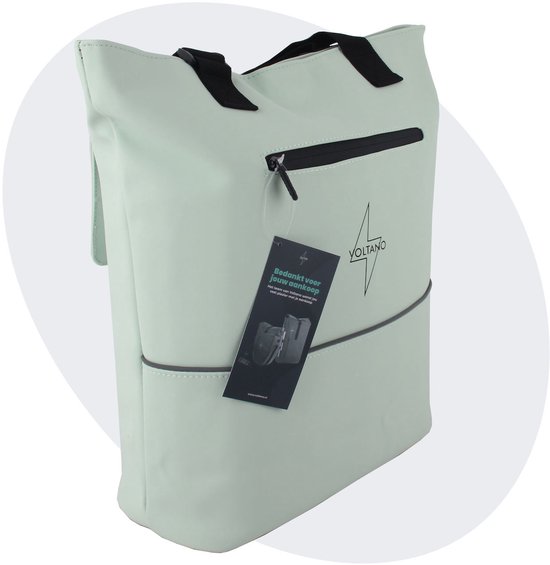 Voltano E-bike City Shopper Enkele Fietstas - Mint Groen - 22 Liter - Laptopvak - 100%...