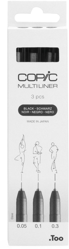 COPIC Fineliner Multiliner noir 3-pièces