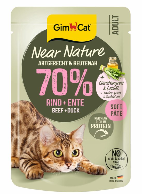 GimCat Kattenvoer Near Nature Rund & Eend - 16 x 85 gr - Voordeelverpakking