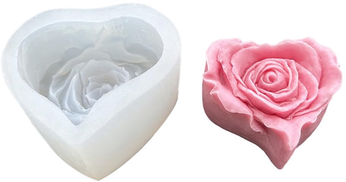 Siliconen Mallen voor Kaarsen - Hartvormige Rozen Bloem Motieven - Voedselveilige Silicone Molds